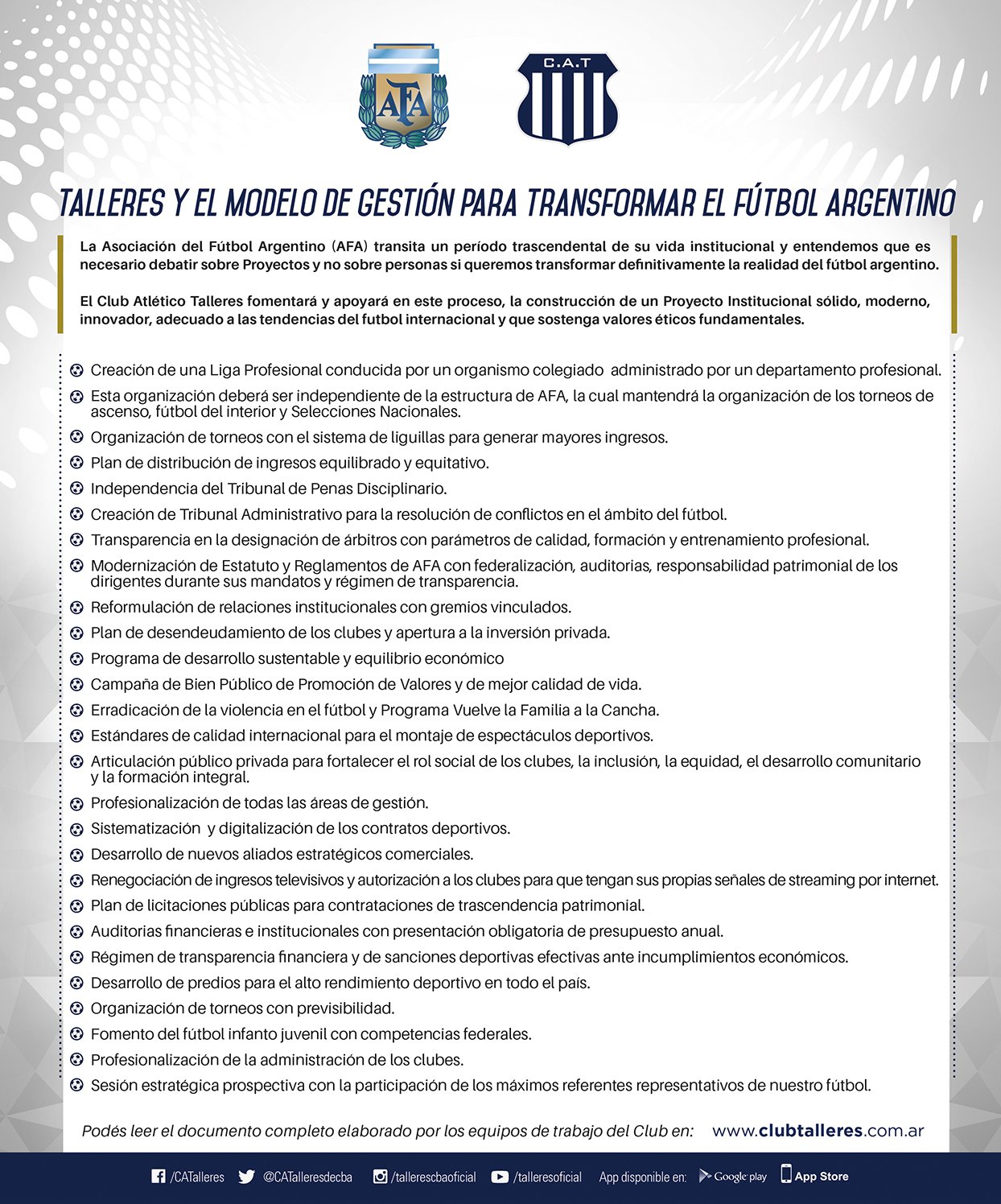 Proyecto integral de Talleres para la AFA