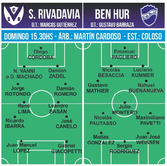 Rivadavia (VT) recibe a Ben Hur en un partido clave
