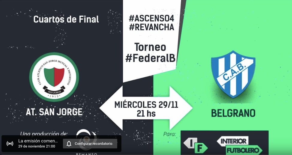 San Jorge – Belgrano (P), en vivo por IF Play