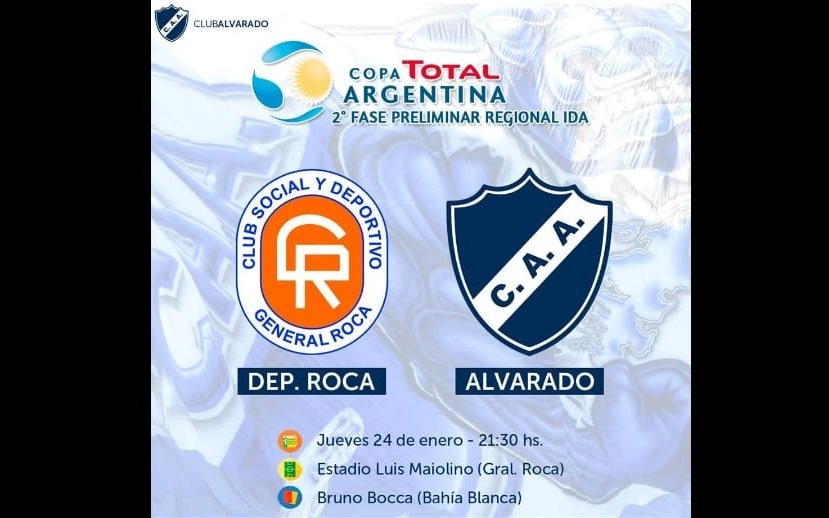 Alvarado viaja hacia Roca para debutar por la Copa
