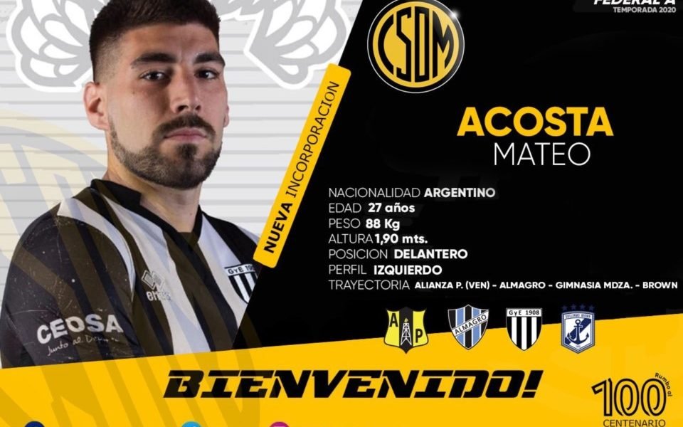 Mateo Acosta cruzó de vereda y es refuerzo de Deportivo Madryn