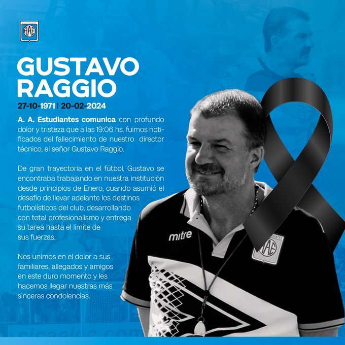 Debido a la muerte de Raggio, se suspendió el Almirante Brown vs Estudiantes (RC)