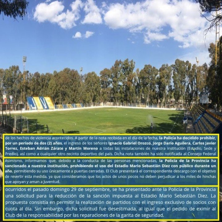 La violencia cierra las puertas en el Auriazul: Juventud no podra jugar con público en su cancha por un año