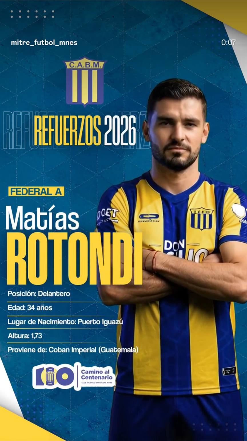 El Auriazul refuerza el ataque: Matías Rotondi ya es jugador de Bartolomé Mitre